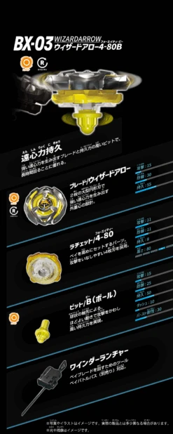 Beyblade X BX 03 Starter Wizard Arrow 4-80B 13 Beyblade X BX 03 Starter Wizard Arrow 4-80B -Best Toys Shop 910473BX03 7