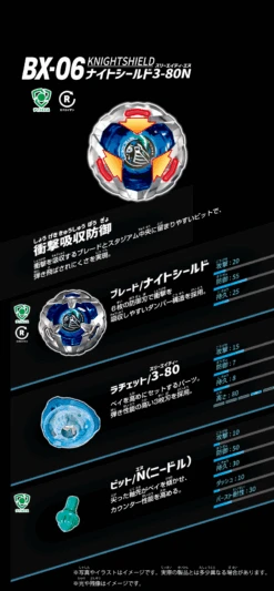 Beyblade X BX 06 Booster Knight Shield 3-80N -Best Toys Shop 910480BX06 6